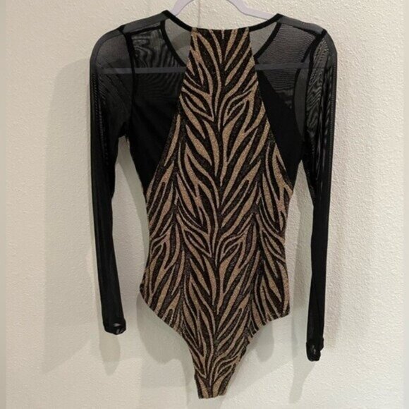 New Julia Metallic Lace Body Suit Animal Print Romantic Dark Sexy Date Night - Picture 8 of 9